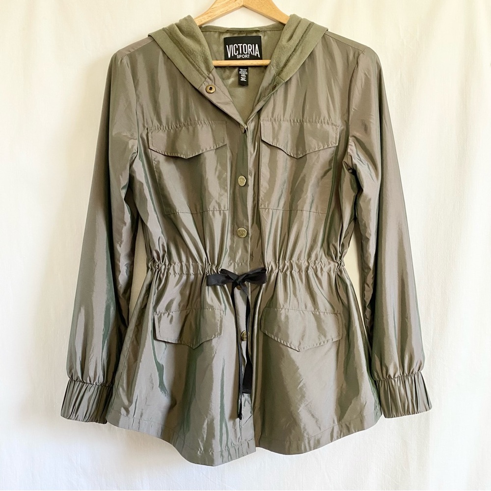 Victoria's Secret | Victoria Sport Olive Snap Button Tie Lightweight Jacket